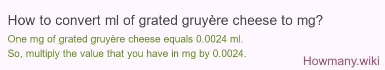 How to convert ml of grated gruyère cheese to mg?