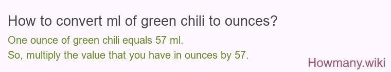 How to convert ml of green chili to ounces?