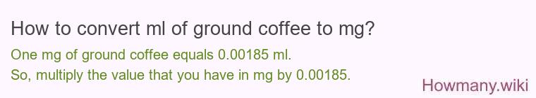 How to convert ml of ground coffee to mg?