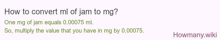 How to convert ml of jam to mg?