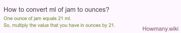 How to convert ml of jam to ounces?