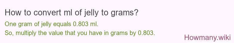 How to convert ml of jelly to grams?