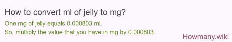 How to convert ml of jelly to mg?