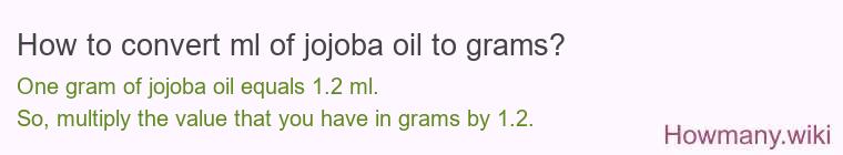 How to convert ml of jojoba oil to grams?