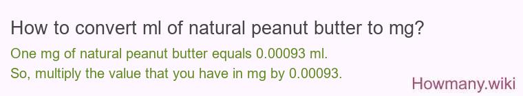 How to convert ml of natural peanut butter to mg?