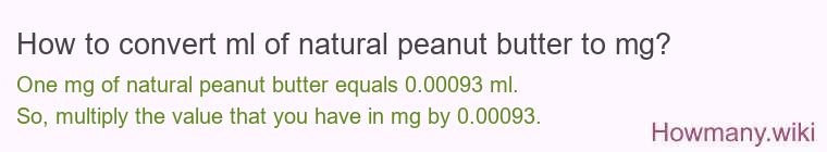How to convert ml of natural peanut butter to mg?