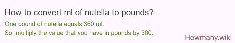 How to convert ml of nutella to pounds?