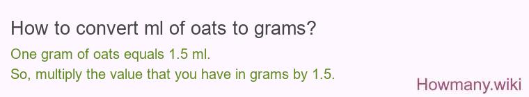 How to convert ml of oats to grams? How to convert ml of oats to grams?