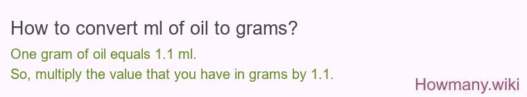 How to convert ml of oil to grams?