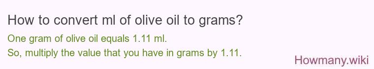 How to convert ml of olive oil to grams?