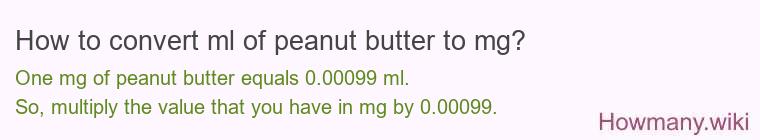 How to convert ml of peanut butter to mg?