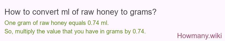 How to convert ml of raw honey to grams?