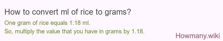 How to convert ml of rice to grams?