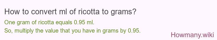 How to convert ml of ricotta to grams?
