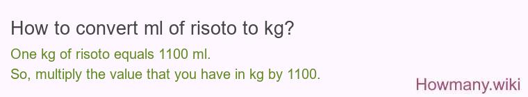 How to convert ml of risoto to kg?
