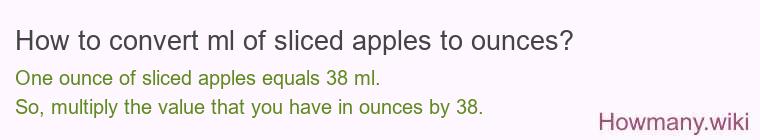 How to convert ml of sliced apples to ounces?