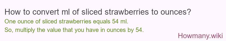 How to convert ml of sliced strawberries to ounces?