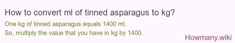 How to convert ml of tinned asparagus to kg?