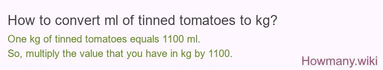 How to convert ml of tinned tomatoes to kg?