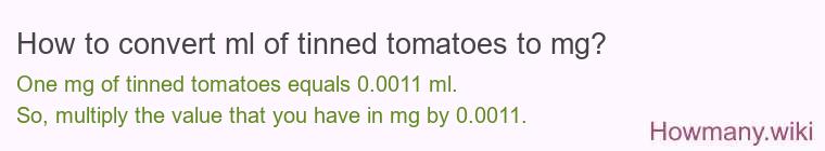 How to convert ml of tinned tomatoes to mg?