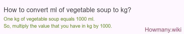 How to convert ml of vegetable soup to kg?