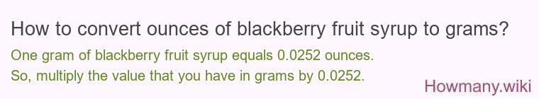 How to convert ounces of blackberry fruit syrup to grams?