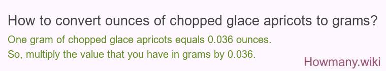 How to convert ounces of chopped glace apricots to grams?