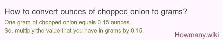 How to convert ounces of chopped onion to grams?