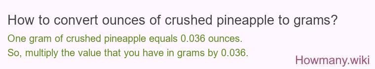 How to convert ounces of crushed pineapple to grams?