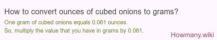 How to convert ounces of cubed onions to grams?