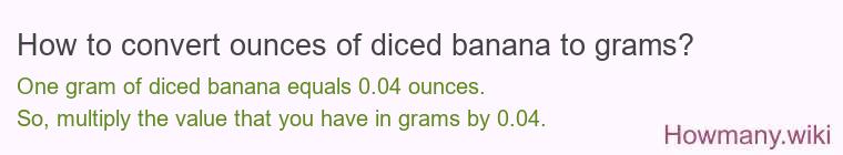How to convert ounces of diced banana to grams?