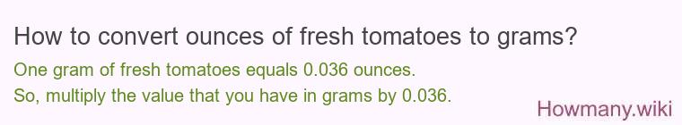 How to convert ounces of fresh tomatoes to grams?
