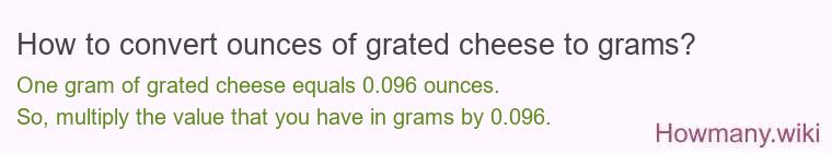 How to convert ounces of grated cheese to grams?