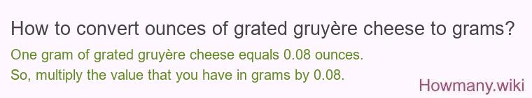 How to convert ounces of grated gruyÃ¨re cheese to grams?