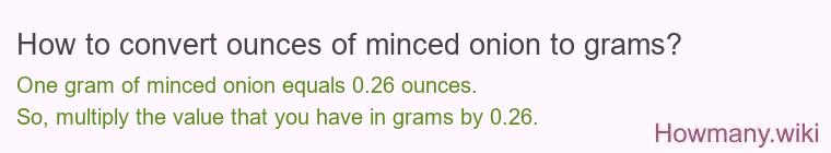 How to convert ounces of minced onion to grams?