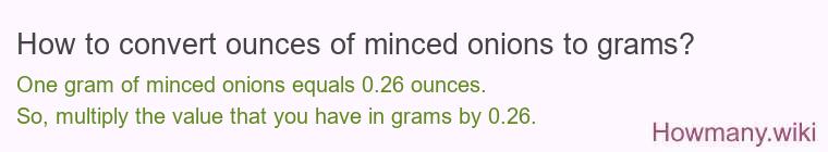 How to convert ounces of minced onions to grams?