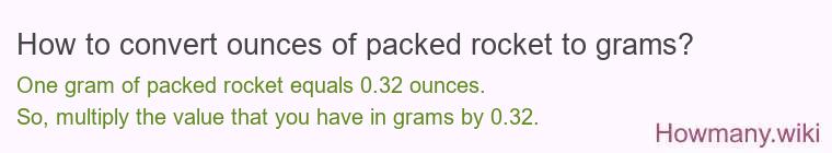 How to convert ounces of packed rocket to grams?