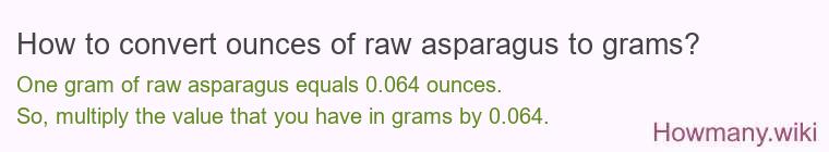 How to convert ounces of raw asparagus to grams?