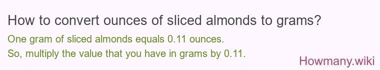 How to convert ounces of sliced almonds to grams?