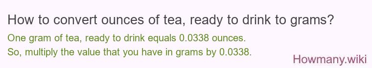 How to convert ounces of tea, ready to drink to grams?