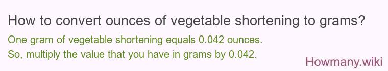 How to convert ounces of vegetable shortening to grams?