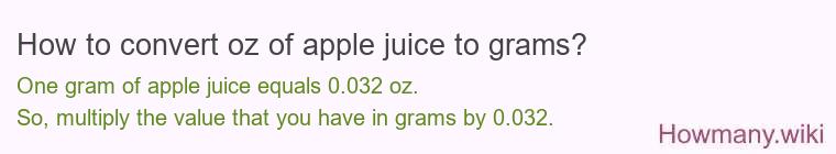 How to convert oz of apple juice to grams?