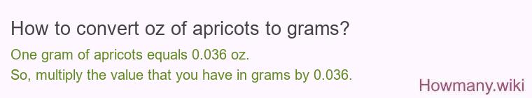 How to convert oz of apricots to grams?