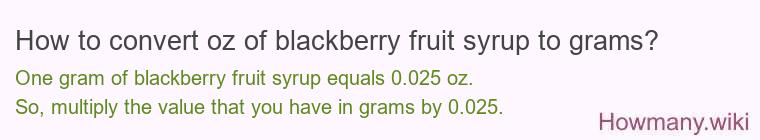 How to convert oz of blackberry fruit syrup to grams?