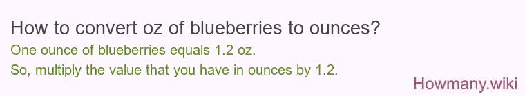 How to convert oz of blueberries to ounces?