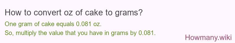 How to convert oz of cake to grams? How to convert oz of cake to grams?