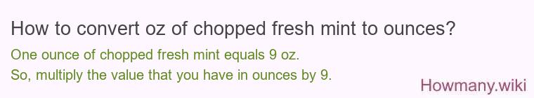 How to convert oz of chopped fresh mint to ounces?