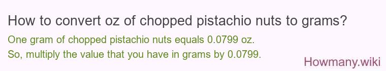 How to convert oz of chopped pistachio nuts to grams?