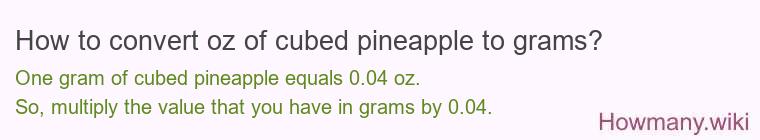 How to convert oz of cubed pineapple to grams?