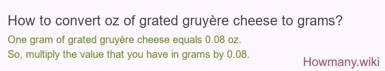 How to convert oz of grated gruyère cheese to grams?